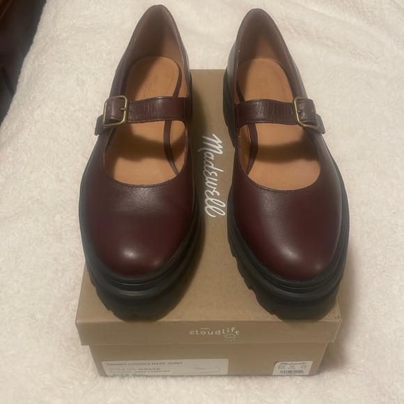Madewell Freya Platform Chunky Lugsole Mary Janes in Dark Cabernet - Picture 2 of 11